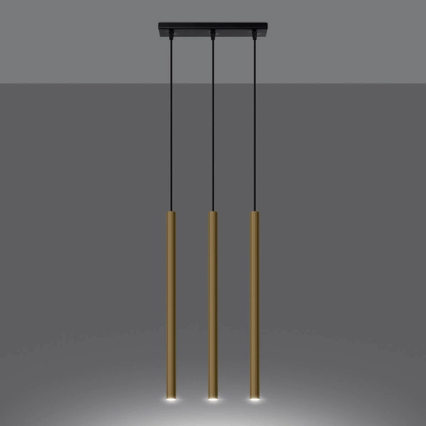 Potrójna lampa wisząca Pastelo SL.1196 do jadalni złota czarna