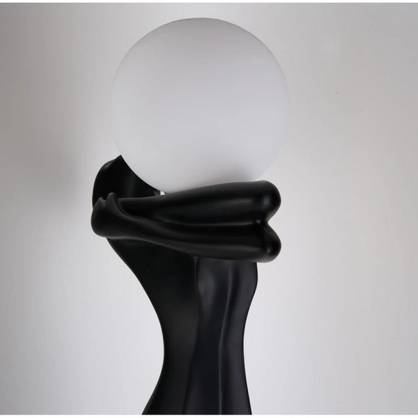 Stojąca lampa HESTIA czarna biała AZ6787 1xE27 kulista ściemnialna