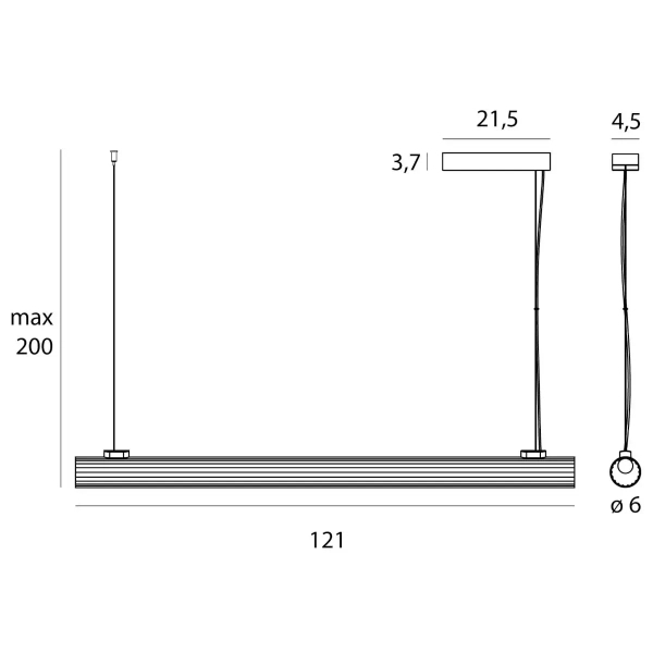 Liniowa lampa wisząca Fayette P0621 LED 20W 3000K belka czarny