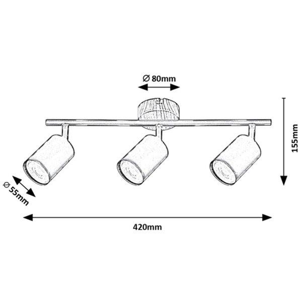3-płomienna lampa sufitowa Edmund 5297 do holu z regulacją czarna drewno