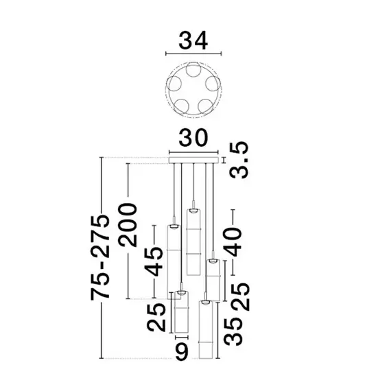 Szklane zwisy sufitowe SARTANO LE45164 LED 15W 3000K mokka