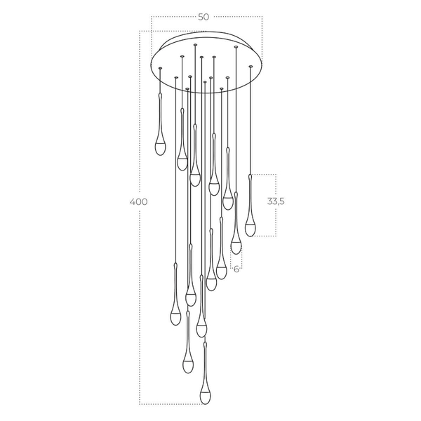 Wielopunktowa lampa wisząca DALMA AZ6012 LED 56W 3000K złoty przezroczysty