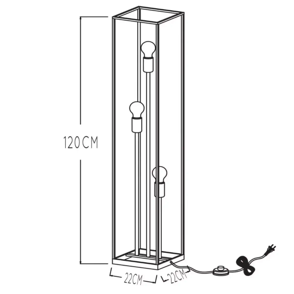 Prostokątna lampa podłogowa RUBEN 00724/03/30 Lucide czarny złoty