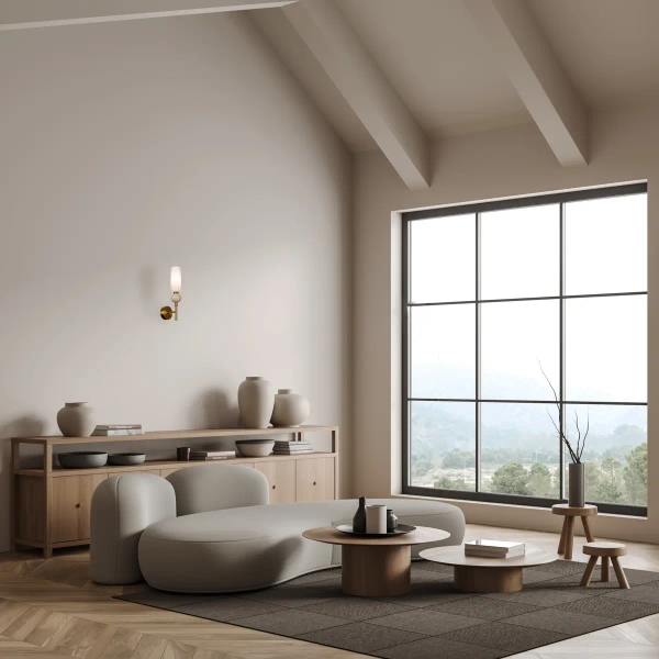 Kinkiet ścienny do sypialni Santos WL-95331-1-BRSS tuba biała mosiądz