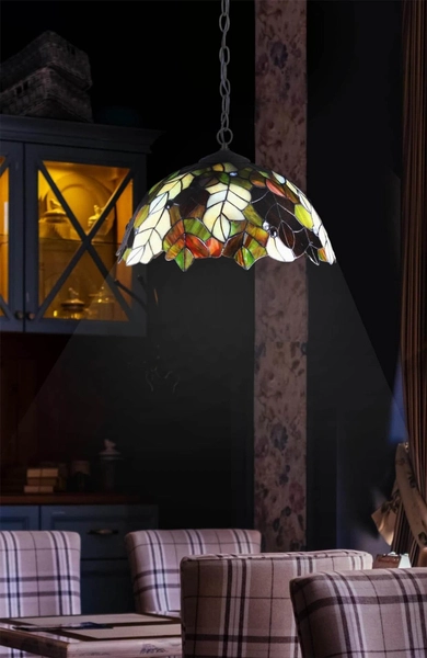 Lampa wisząca Farina K-P161420 z witrażowym kloszem multikolor