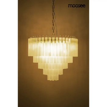Żyrandol na łańcuchu GORDON biały złoty MSE1501100563 21xE14 szklany glamour