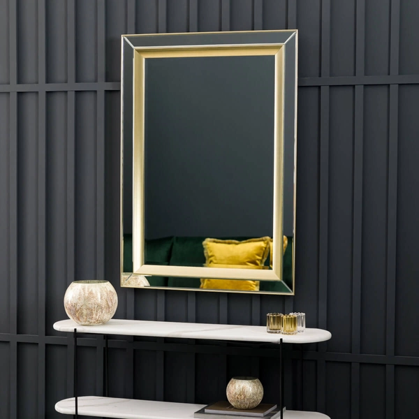 Prostokątne lustro do salonu Phantom 5055999228572 złote
