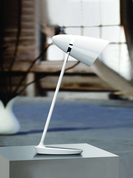 Stojąca LAMPKA biurkowa Elmo Tavolo Bianco Orlicki Design stołowa LAMPA nocna do sypialni biała