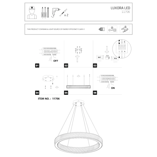 Lampa wisząca glamour LUXORA 11706 LED 38W 3000K nikiel
