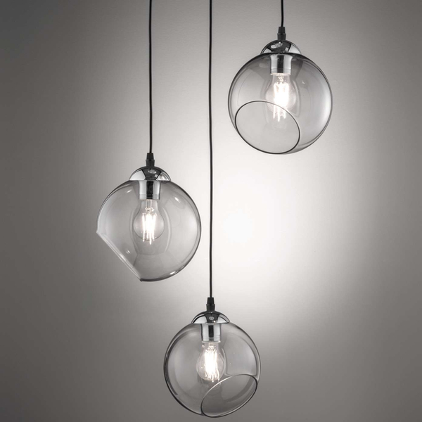 Loftowa LAMPA wisząca CLOONEY R30073054 RL Light skandynawska OPRAWA szklane kule ZWIS kaskada przydymiona chrom