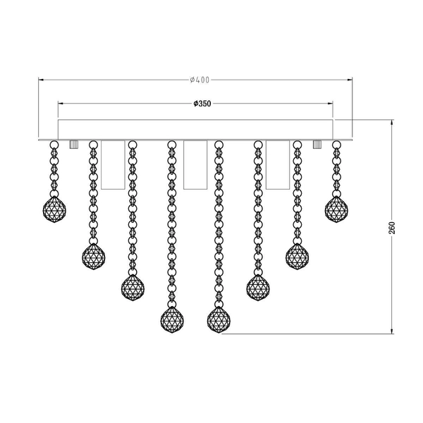 Sufitowa lampa glamour Alex do salonu kryształki chrom