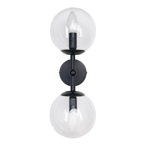 Loftowa lampa DORADO LP-002/2W BK Transp. Light Prestige kinkiet do sypialni czarny przezroczysty