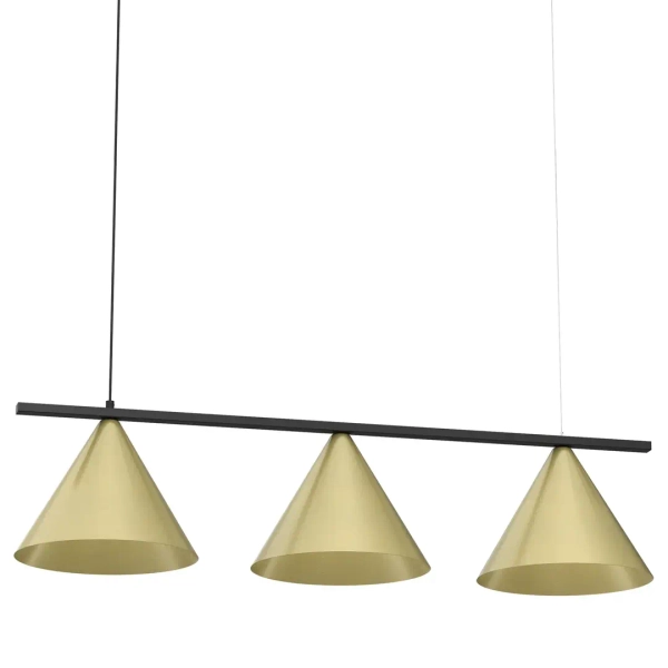 Potrójna lampa wisząca CAPITAL MLP0937 stożki do jadalni czarno złoty