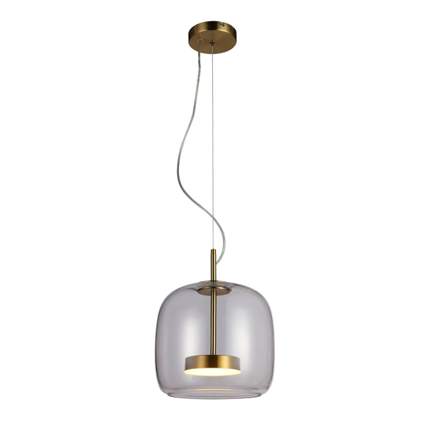 Szklana lampa wisząca Caste PND-17760A-BRSS-CL LED 10W 3000K szara złota