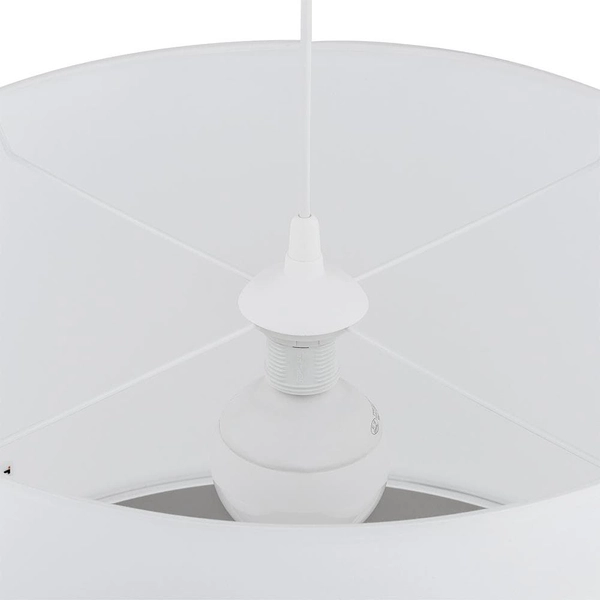 Wisząca lampa do salonu Rondo 3460 TK Lighting okrągła z tkaniny biała