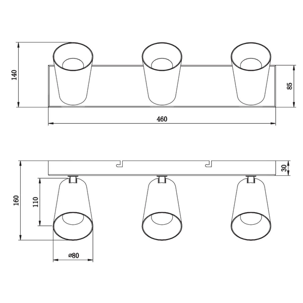 Punktowa lampa sufitowa Sharp 817100332 z regulacją tuba reflektor czarna