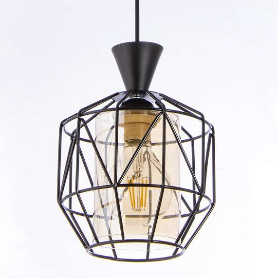 Geometryczna lampa wisząca VEN W-5291/1 BK industrialny czarny miodowy