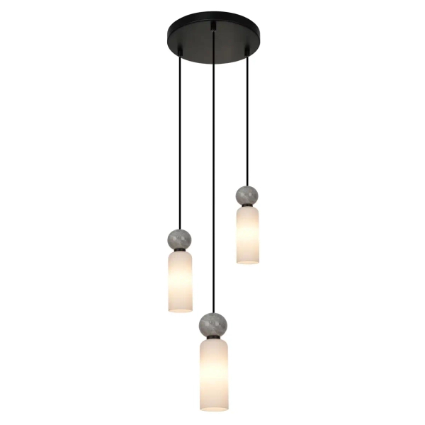 Potrójna lampa wisząca Santos PND-95331-3-BK szklana kule szare czarne