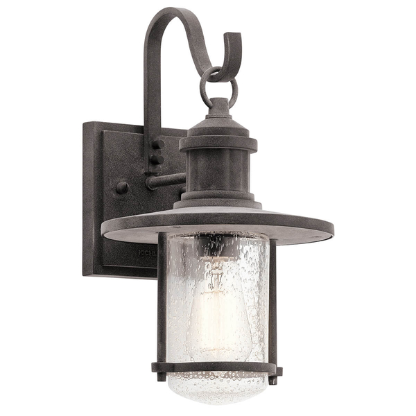 Zewnętrzna LAMPA elewacyjna Riverwood KL-RIVERWOOD2-M Elstead KICHLER klasyczna OPRAWA metalowy KINKIET latarenka IP44 cynk przezroczysta
