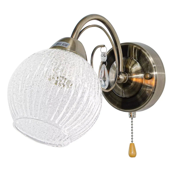 Lampa ścienna 8964/1 2QG z włącznikiem sznurkowym mosiądz