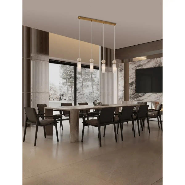 Szklana lampa wisząca do salonu CORVIZO LE45275 nad stół biała złota