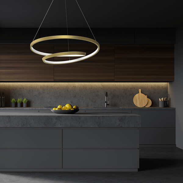 Pokojowa lampa wisząca Lucero LED 48W do sypialni złota