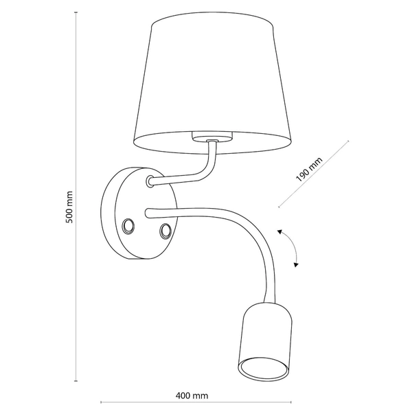 Kinkiet nad łóżko Maja 2537 TK Lighting z abażurem podwójny czarny