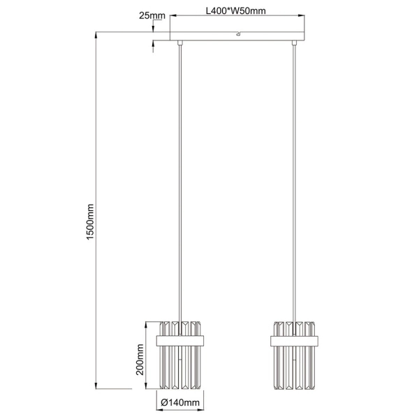 Metalowa lampa wisząca Vetro LP-2910/2L GD kryształowa nad wyspę złota