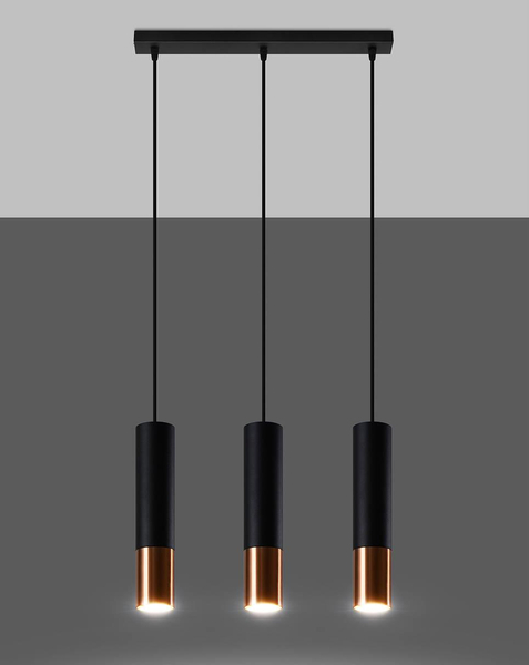 Loftowa LAMPA wisząca SL.0948 metalowa OPRAWA modernistyczny ZWIS tuby czarne miedź