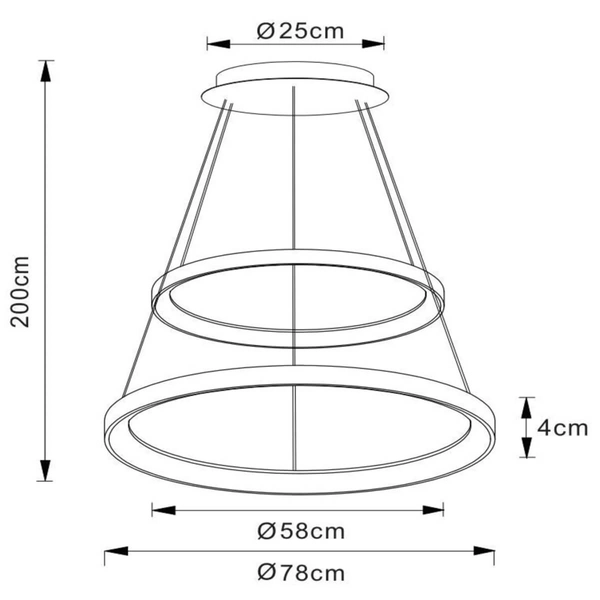 Czarna lampa wisząca Vidal rings LED 92W 2700K zwis do jadalni