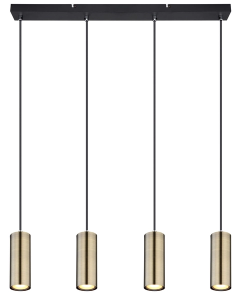Lampa wisząca Robby 57911-4HM tuby na listwie mosiądz czarne