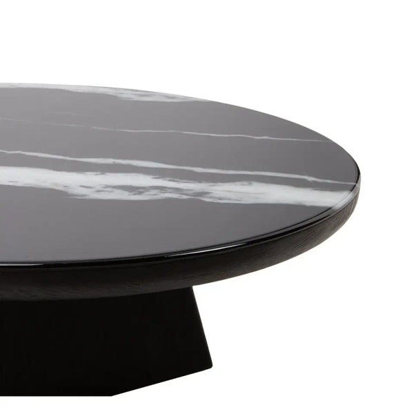Minimalistyczny stolik kawowy DOVER MM001501100420 czarny żywica drewno 100cm