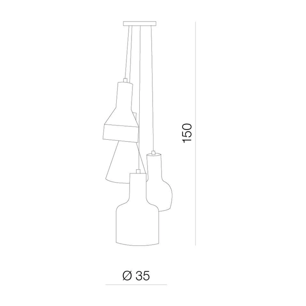 Betonowa lampa wisząca Karina AZ1030 4-punktowa loftowa do salonu
