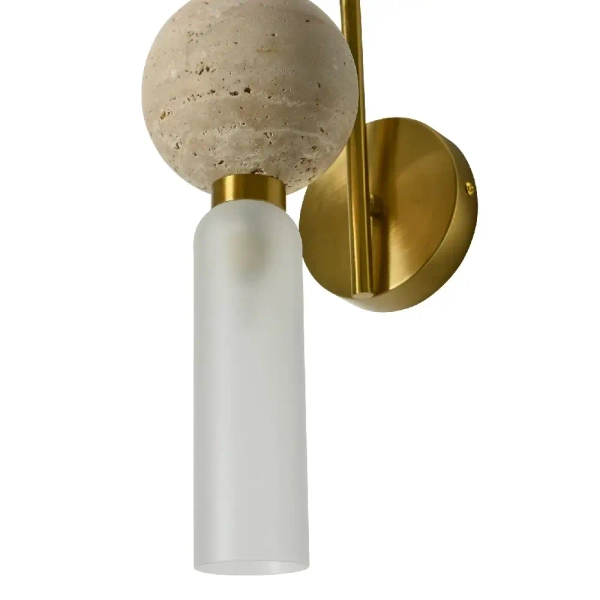 Modernistyczna naścienna lampa Bilo WL0111 tuba biała mosiądz