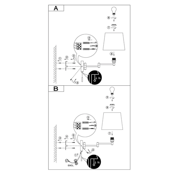 Regulowana lampa ścienna Lyon 209100107 wysięgnik nikiel biały