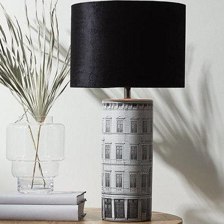 Abażurowa LAMPA stołowa ICHI 108103 Markslojd stojąca LAMPKA ceramiczna stojąca czarna szara