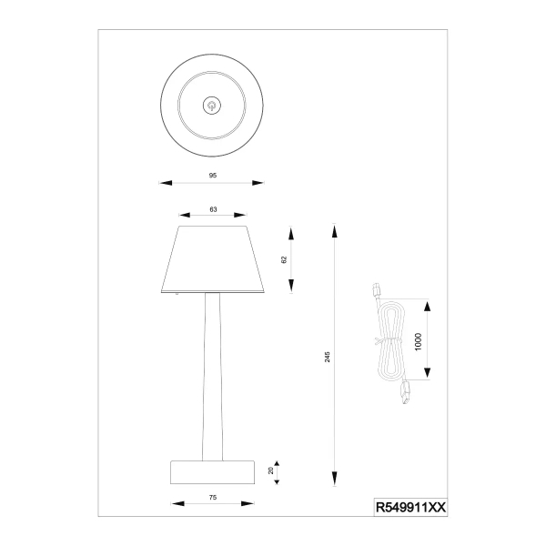 Dotykowa lampka stołowa VIDAL R54991132 LED 1,5W 3000K IP44 czarna