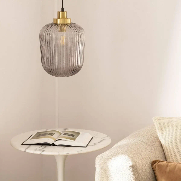 Szklana lampa wisząca Niko ABR-LWS-C-NIK owalna do salonu przydymiona
