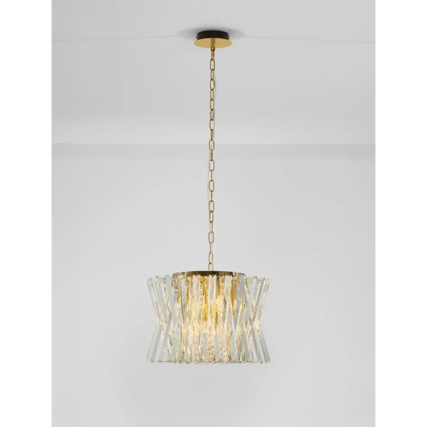 Kryształowa wisząca lampa MELUNTO LE45151 glamour na łańcuchu złota