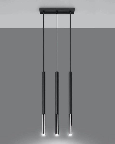 Wisząca LAMPA kaskada SL.0886 metalowa OPRAWA tuby ZWIS na listwie czarny chrom