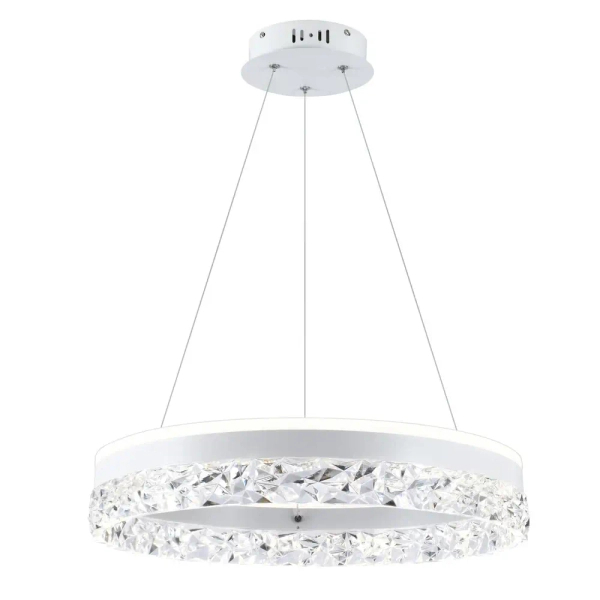 Wisząca lampa ring Frozi 31-35547 LED 32W 3000K kryształowa biała
