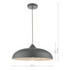 Metalowa lampa wisząca Kaelan KAE0137 kopułowa szara