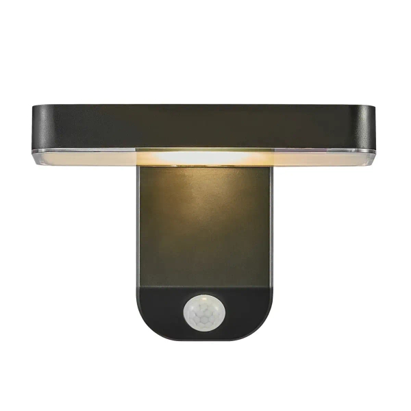 Elewacyjna lampa ścienna RICA 2118161003 solarna z czujnikiem IP44 czarny