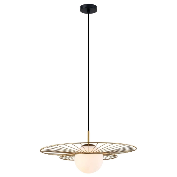 Druciana lampa wisząca ALISON MDM-4001/1 GD okrągła kula ball złoty biały