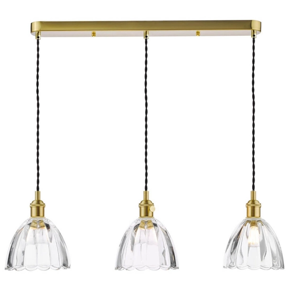 Szklana lampa wisząca Hadano HAD3640-11 do salonu mosiądz przezroczysty