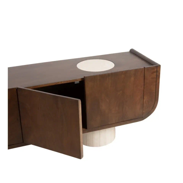 Szafka RTV PAGODA MM001501100410 brązowa beżowa drewno dekor marmuru 180cm