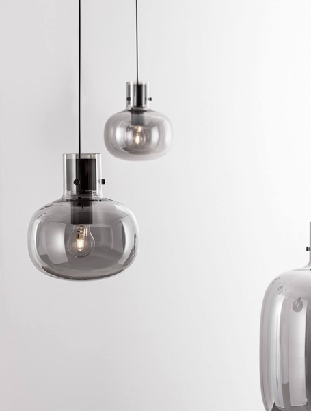Podwieszana lampa salonowa Padre stylowa czarna przydymiona