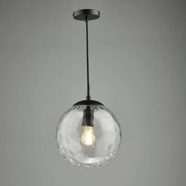 Kulista lampa wisząca Ripple SP72-RIP8808 szklana kula czarny przezroczysty
