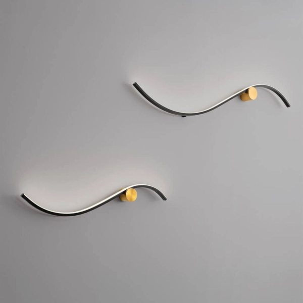 Ścienna lampa do sypialni CUZCO LE44312 LED 14W 3000K falowana czarna złota