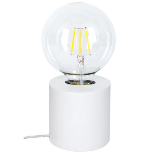 Stołowa lampa biurkowa MINNIE 7690102 stojąca okrągła drewniana loft biała